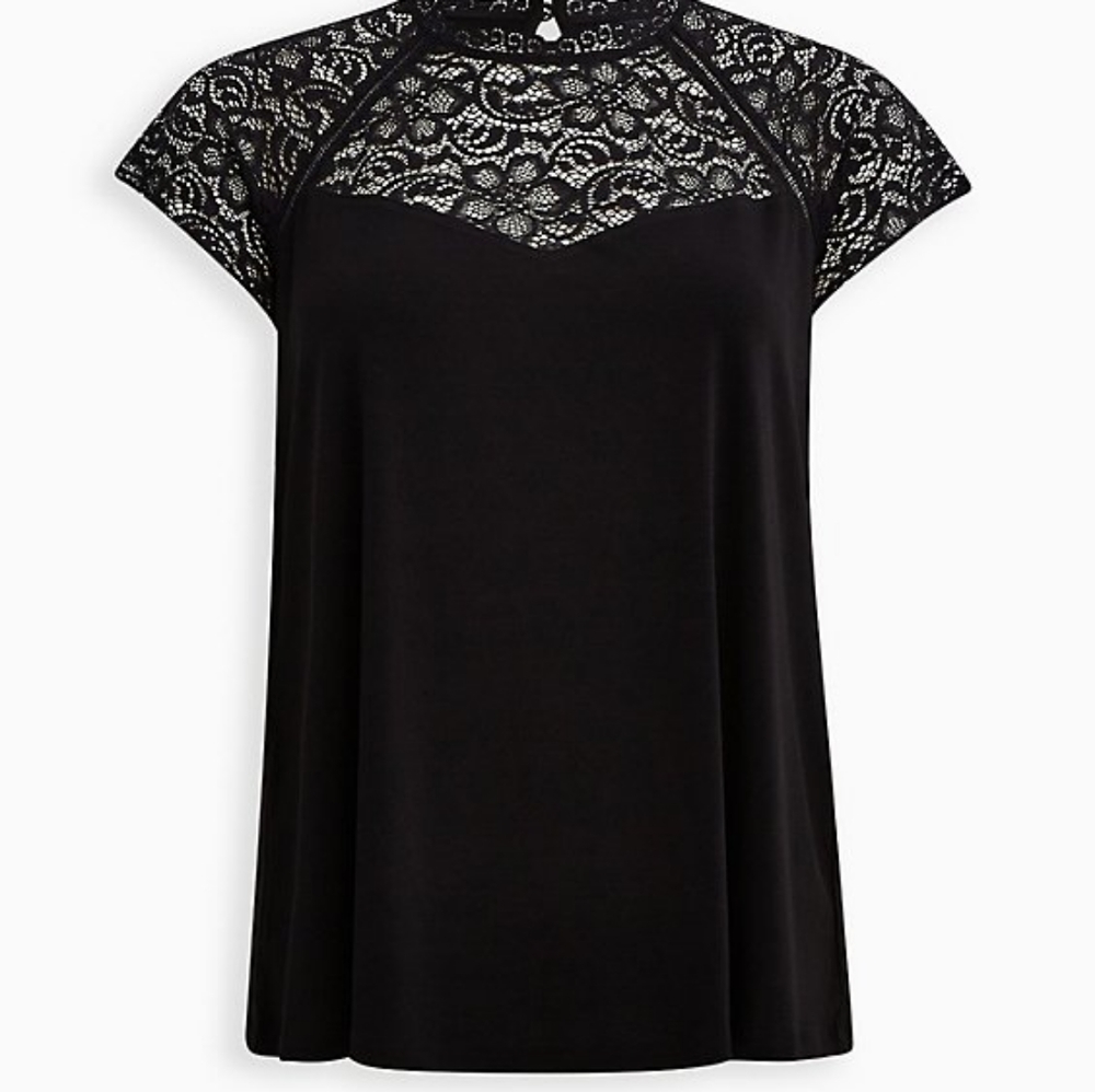 Torrid lace sleeve high neck top